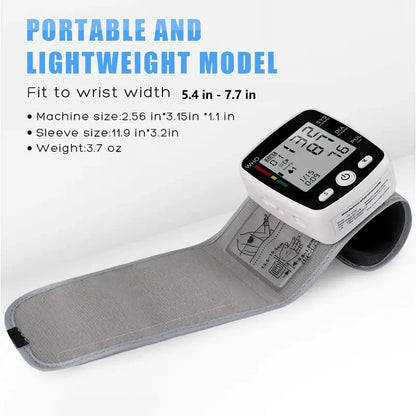 Portable Rechargeable Digital Blood Pressure Monitor with LCD Display, 2 X 99 Readings Memory for Home & Health Monitoring (Built-In Lithium Battery)