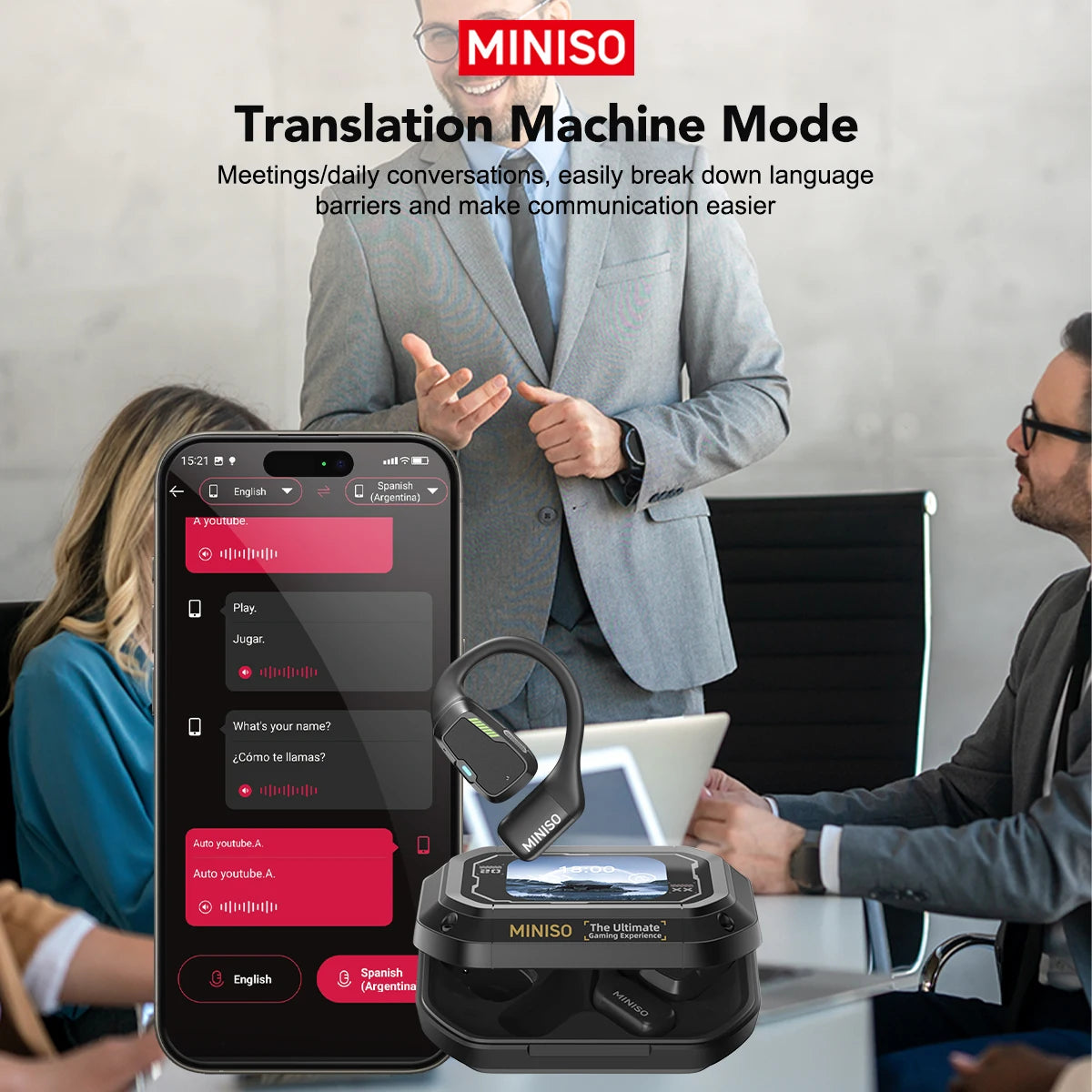 Translator Earphone  M98 AI Wireless Headphones Office Chat Headset ASMR Headset DIY APP AI Wireless Headphones with Mi
