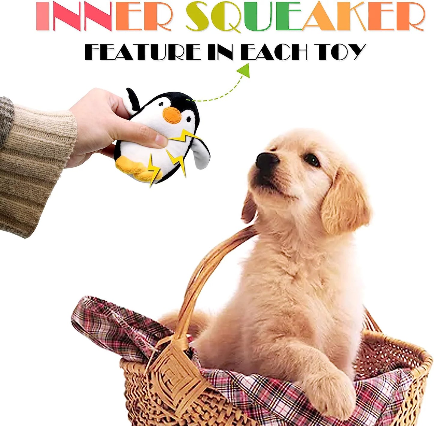 Dog Squeaky Toys for Small Dogs,Stuffed Animal Puppy Toys,Cute Puppy Chew Toys for Dog Teething Toys, Pet Toys for Small to Medium Dogs,Soft Dog Toys,Plush Dog Toy Pack 12 in Gift Box