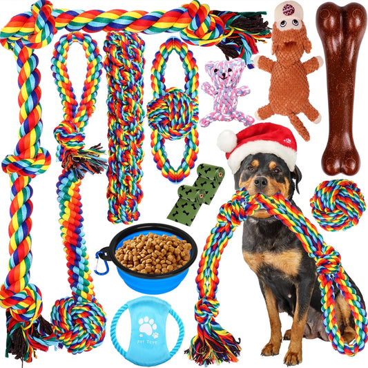 13 PCS Chew Toys for Aggressive Chewers, Large Dogs, Indestructible Rope Toy for Large Breed Dog, Outdoor Dog Toys