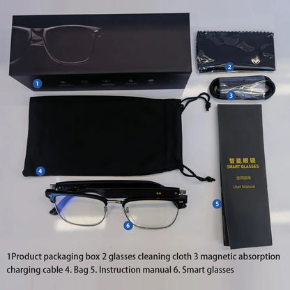 Smart Glasses AI Voice Assistant Camera Glasses Remote Shooting Wearable Eyeglass Open Ear Sound Mic & Speakers for Men & Woman