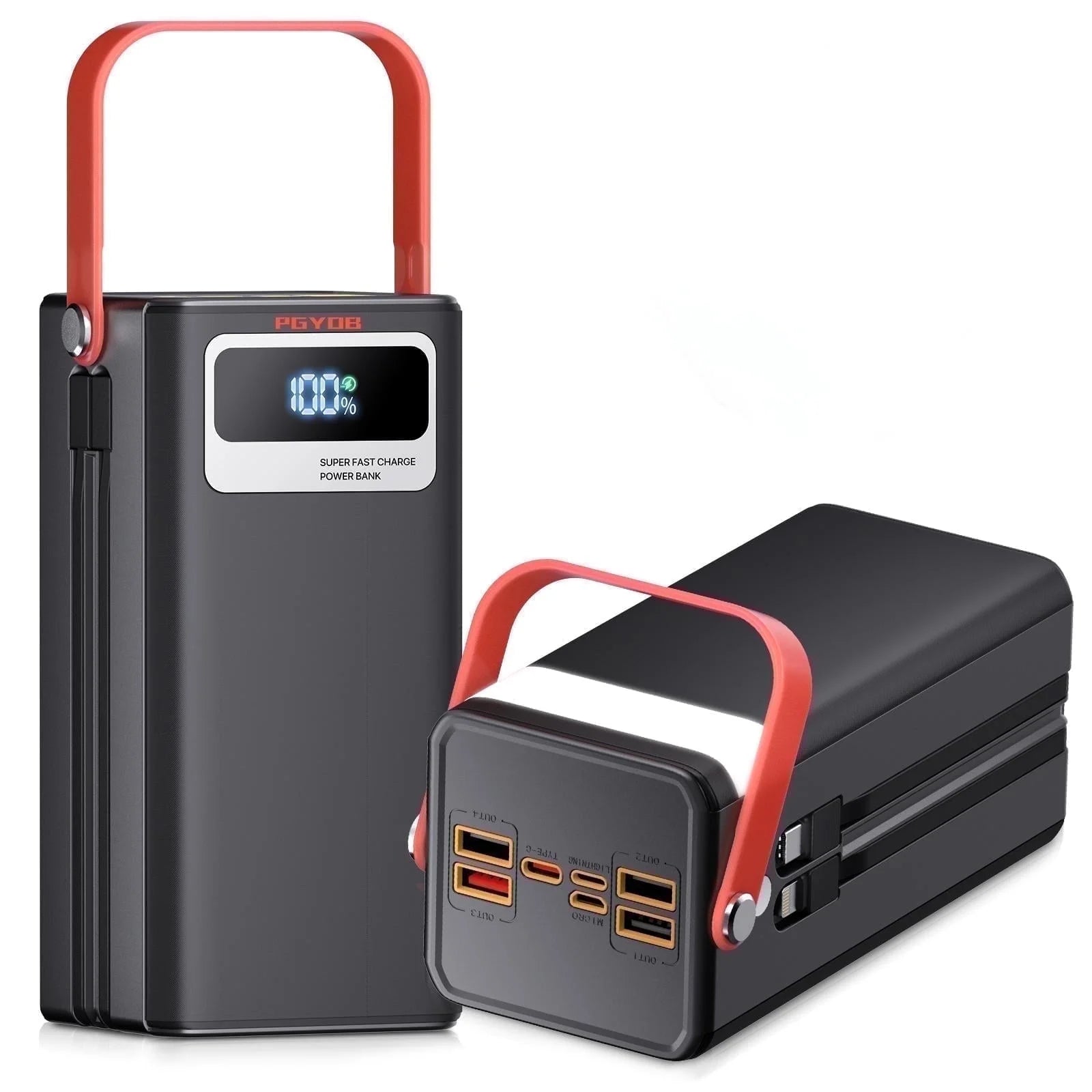 27000Mah Portable Charger Power Bank with Built-In Cables, 22.5W PD Fast Charge & Solar Input,  99Wh for Iphone Android Home Camping Emergency