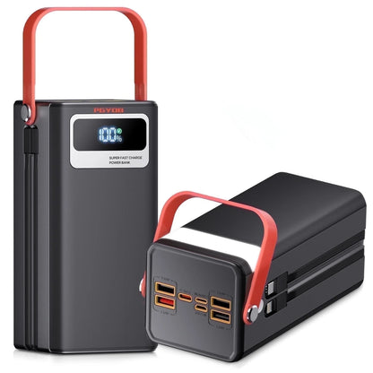 27000Mah Portable Charger Power Bank with Built-In Cables, 22.5W PD Fast Charge & Solar Input,  99Wh for Iphone Android Home Camping Emergency