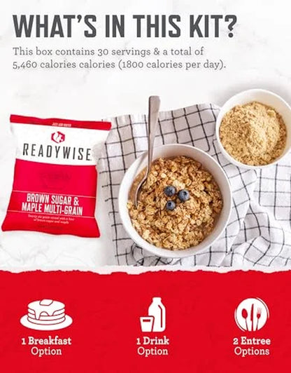 - 72 Hours, 30 Servings, Emergency Food Supply, MRE, Pre-Made, Freeze-Dried, Survival Food, Meal Essentials For, Camping, Hiking, And, Emergencies, Individually Packaged, 25-Year Shelf Life