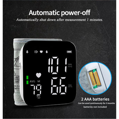 Automatic Wrist Blood Pressure Monitor, Adjustable Wrist Cuff, Portable BP Cuff Accurate Digital Heart Rate Monitor, Large LCD Talking BP Monitor for Home Travel