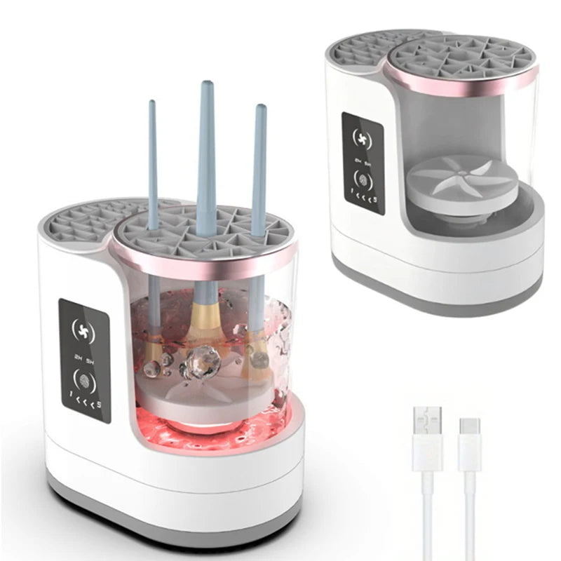3 in 1 Electric Makeup Brush Cleaner Machine with Makeup Brush Dryer-Holder-Portable Automatic USB Cosmetic Brushes Cleaner Tool