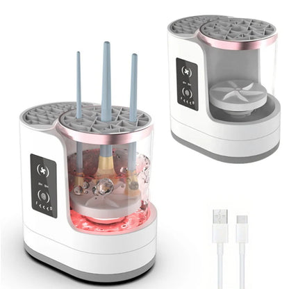 3 in 1 Electric Makeup Brush Cleaner Machine with Makeup Brush Dryer-Holder-Portable Automatic USB Cosmetic Brushes Cleaner Tool