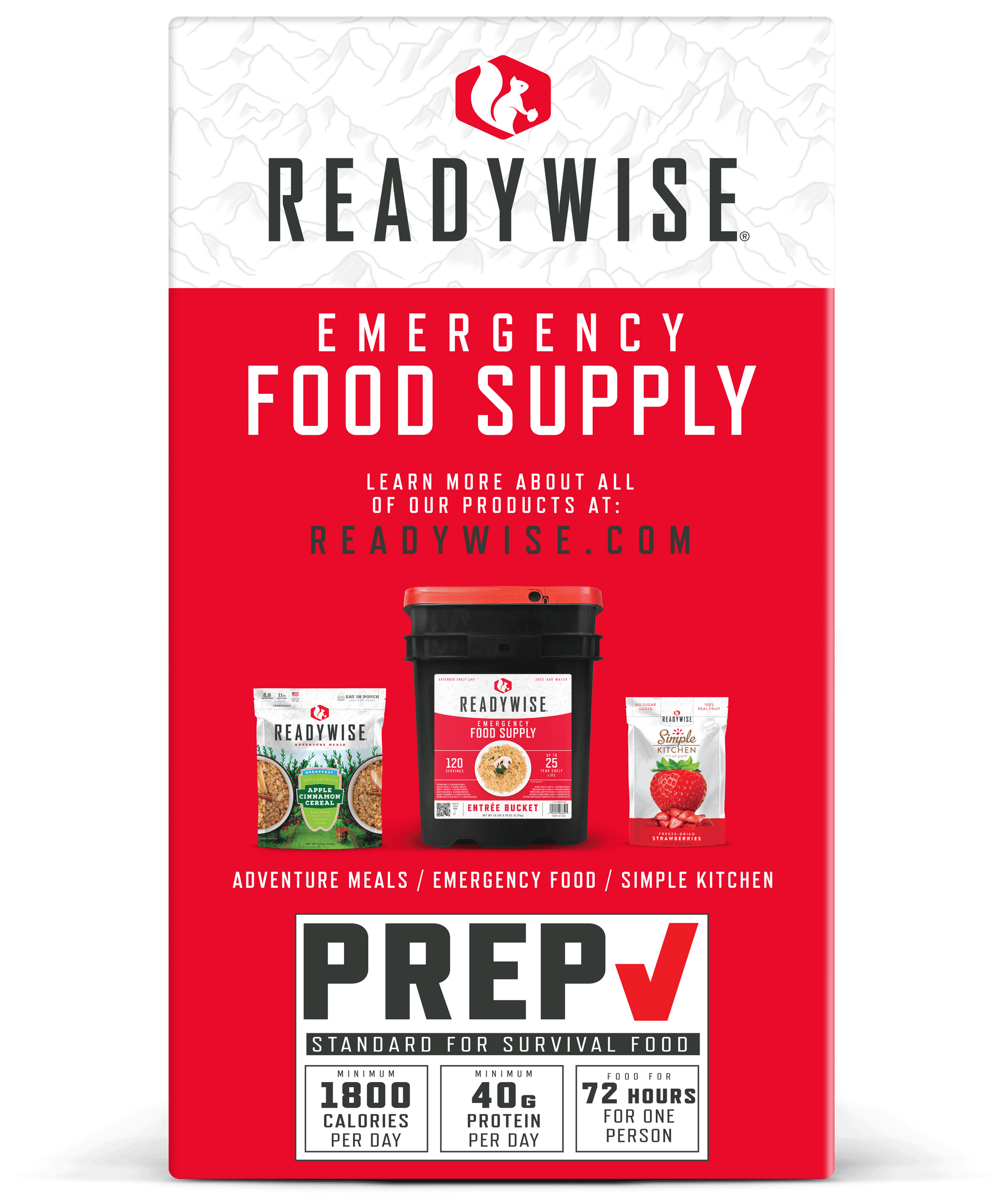 - 72 Hours, 30 Servings, Emergency Food Supply, MRE, Pre-Made, Freeze-Dried, Survival Food, Meal Essentials For, Camping, Hiking, And, Emergencies, Individually Packaged, 25-Year Shelf Life